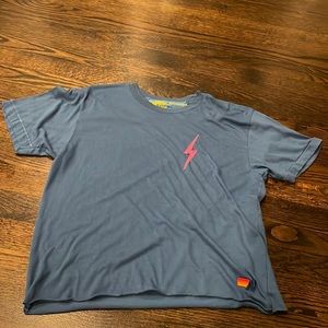 Aviator Nation Blue and Pink Bolt Boyfriend T-shirt Size M